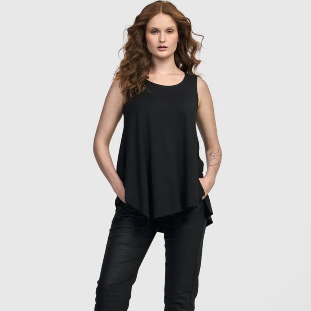 ALEMBIKA Essential Point Hem Tank Top In Black Size 6